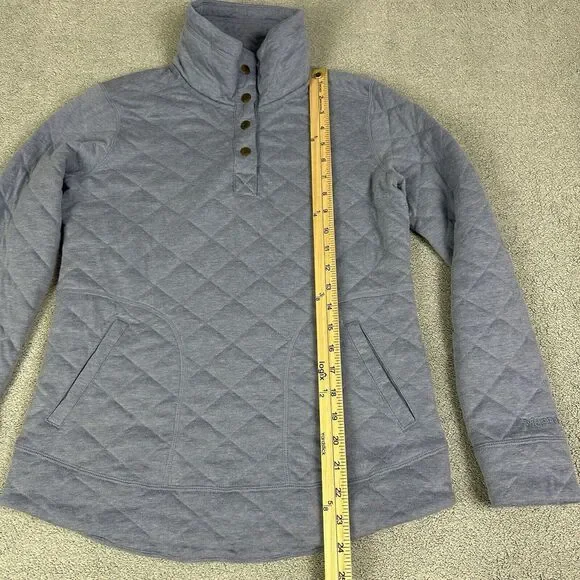 Marmot Sweater Womens Small Blue Quilted 1/4 Snap Pullover Casual Outdoor - Picture 9 of 11